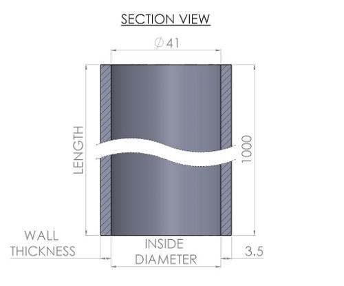 41mm Straight 1m length